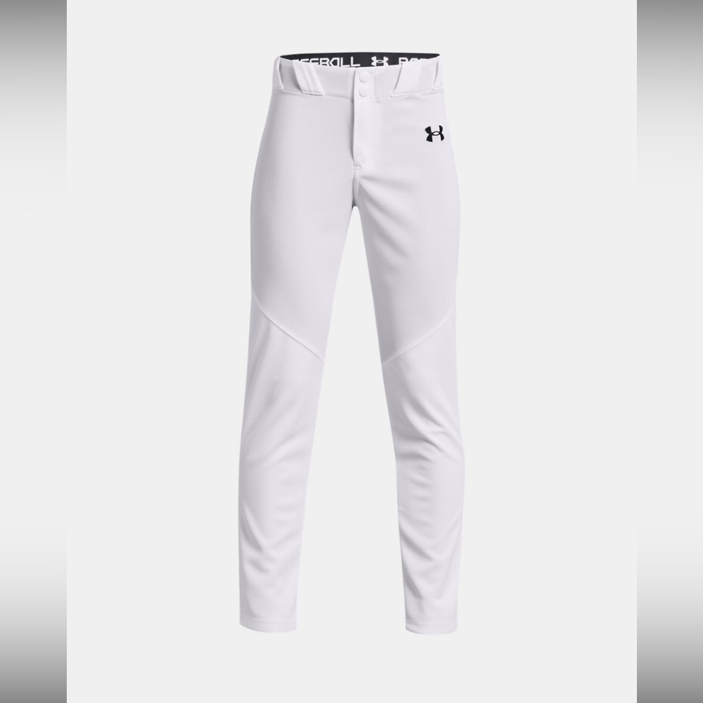 NWT Under Armour Boys White Tapered Fit Baseball Pants Small